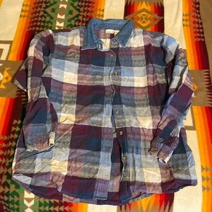 Vintage Western Navy and Purple Button-Down Blouse